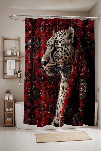 EVPANYA Bathroom Curtain, Red Nobility Patterned Shower Curtain, Bathtub Curt...