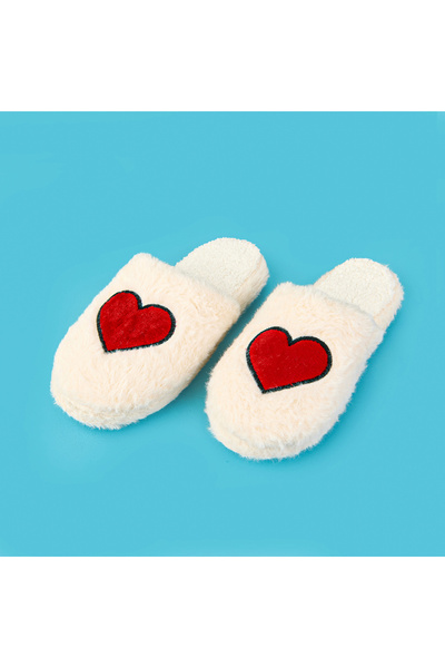 ASPARTAM Soft Heart Slippers - Ecru - Size 40