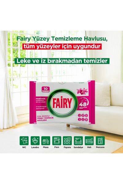 Fairy 10-Pack Surface Cleaning Towels - Lily Flower