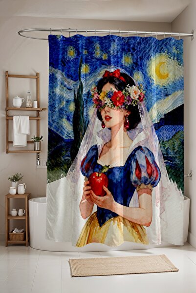 EVPANYA Bathroom Curtain, Cotton Patterned Shower Curtain in Starry Night, Ba...