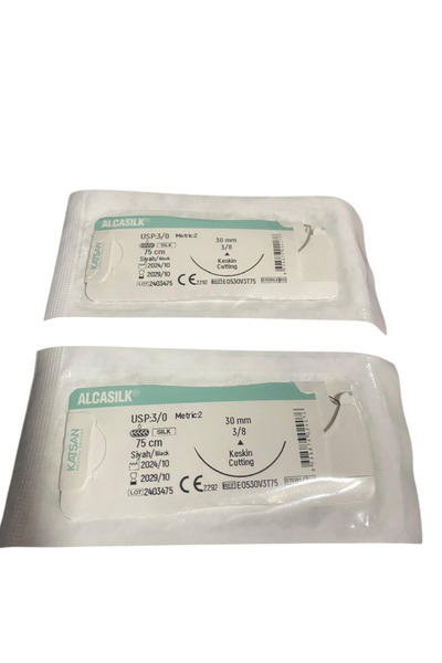MEDMEDIKAL CERRAHİ İPLİK İPEK 3/0 KESKİN 2 ADET