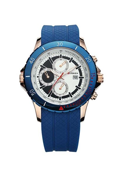 Curren Men's Water Resistant Silicone Analog Watch 8143 - 46 mm - Blue