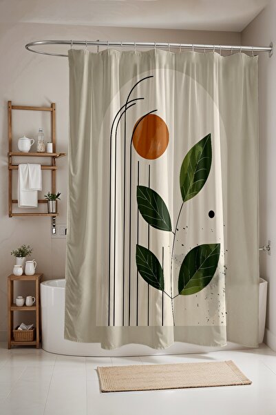 EVPANYA Perdeau de baie, perdea de duș cu model boem cu lună și frunze, perde...