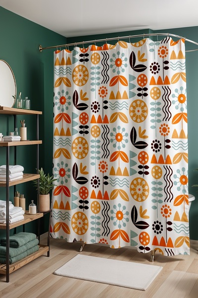 EVPANYA Bathroom Curtain, Retro Nordic Garden Pattern Shower Curtain, Bathtub...