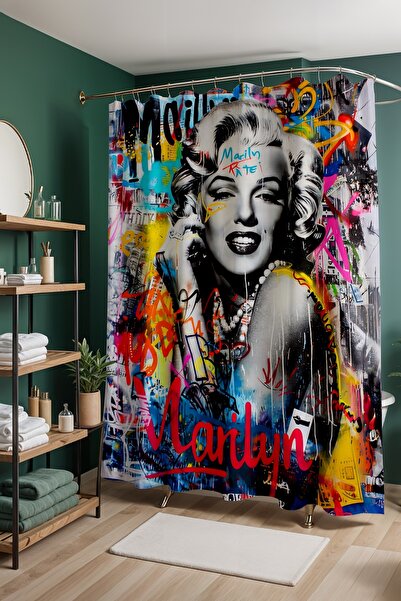 EVPANYA Perdeau de baie, perdea de duș cu model Marilyn Pop Art, perdea pentr...