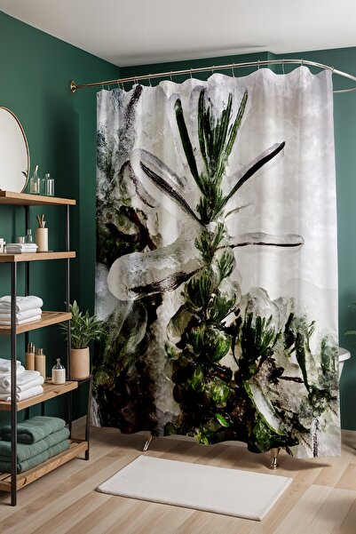 EVPANYA Bathroom Curtain, Bohemian Leaves Patterned Shower Curtain, Bathtub C...