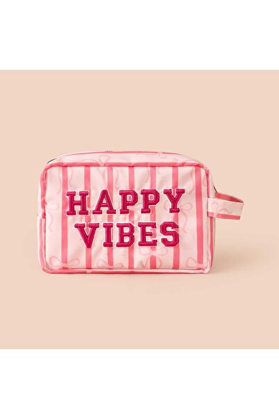 Simple Living Happy Vibes Cosmetic Bag - Pink - 21X12X8 cm