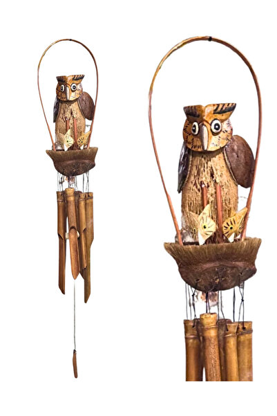 Home Baykuş Yavrulu Bambu Hindistancevizi Kabuğu Rüzgar Çanı