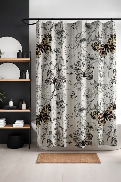 EVPANYA Bathroom Curtain, Moon and Sun Dancing Pattern Shower Curtain, Bathtu...