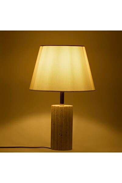 MATMEL Astra Gold Travertine Lampshade with Fabric Hat - Beige