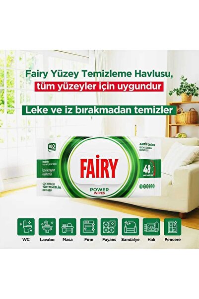 Fairy 100 Pack of Surface Cleaning Towels - White Soap
