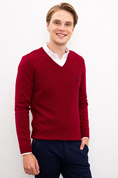 U.S. Polo Assn. Men's Burgundy Basic Sweater 50224890-Vr014