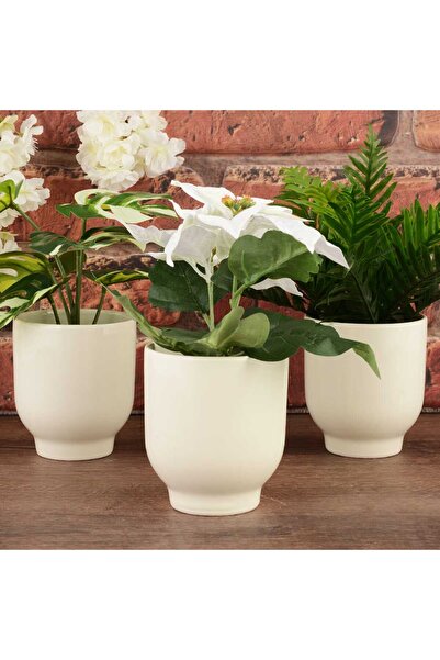 Genel Markalar Design Riva Seramik Saksı - Krem - 12x8 cm  (  1  ADET  )