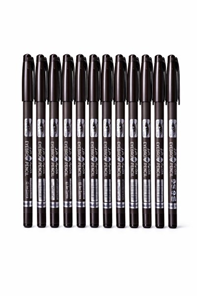 CLASSIC COLORS 12 pieces of black eyebrow pencils with brush