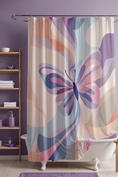 EVPANYA Perdeau de baie, perdea de duș cu model aripi de pasăre în culori, pe...