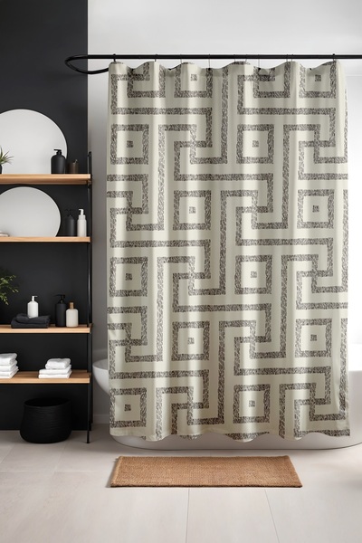 EVPANYA ستارة حمام، ستارة دش بنمط متاهة حديثة، ستارة حوض استحمام 175x200 سم