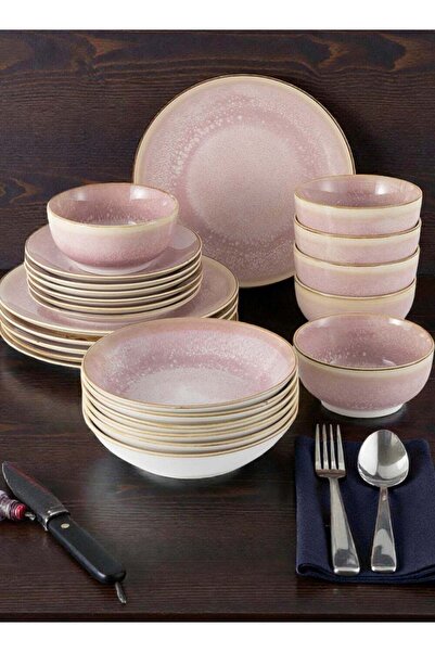 Noon East 24 piece Porcelain Dinnerware Set, Set for 6, Microwave & Dishwashe...