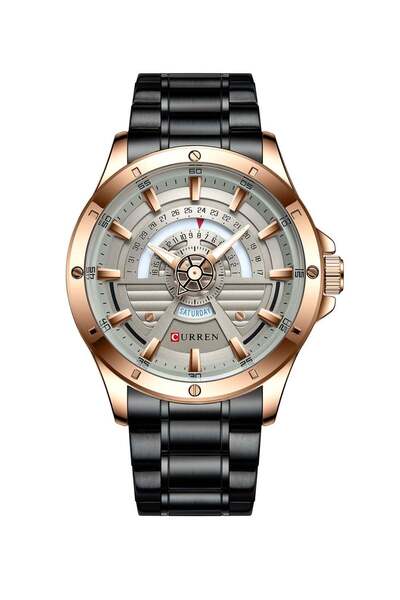 Curren Men's Waterproof Stainless Steel Band Day-Date Quartz Watch