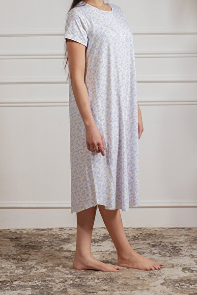 hendam Soft lavender Floral Print house dress (nightgown)
