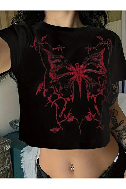 Velostra Women's Butterfly Printed Basic Daily Use Slim Fit T-Shirt