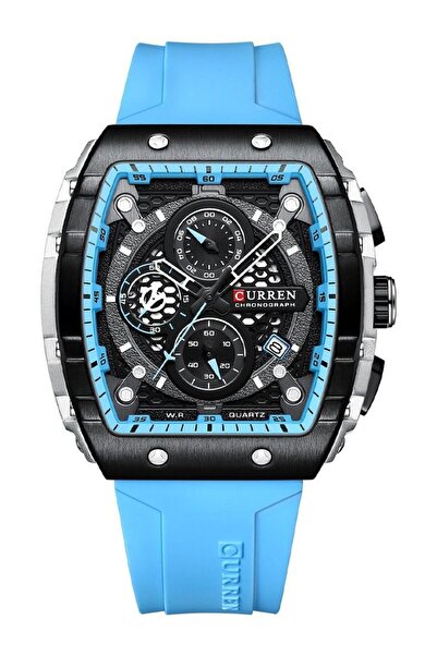 Curren 8442M Men Quartz Sport Watch Silicone Strap Alloy Case Fashion Multifu...