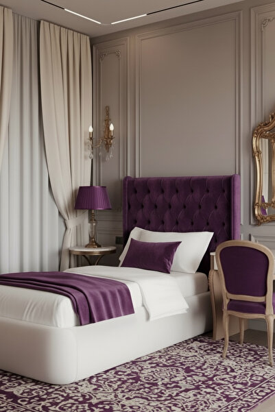 JACA 2'li Kadife Kumaş Dekoratif Yatak Runner & İç Dolgulu Dikdörtgen Şeklind...