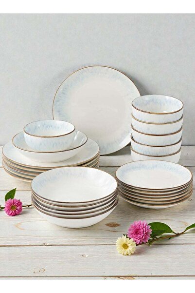 Noon East 24 piece Porcelain Dinnerware Set, Set for 6, Microwave & Dishwashe...