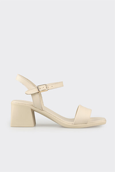 Ecru Women's Leather Heeled Sandals