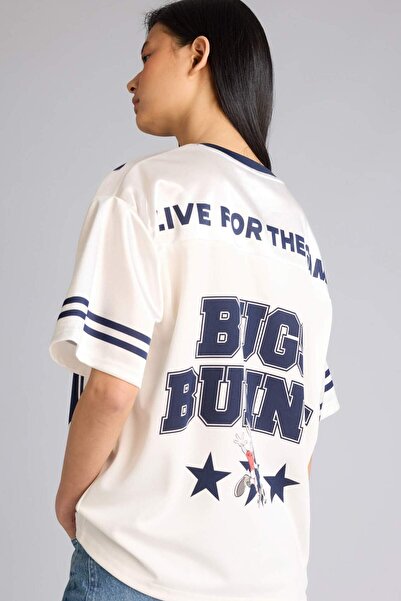 DeFacto Looney Tunes Oversized V-Neck Printed Short Sleeve T-Shirt G5025Ax26Sp