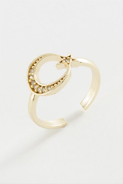 ZERO LAND Storozal Moon Star Zircon Stone Ring - (62546) Silver Color