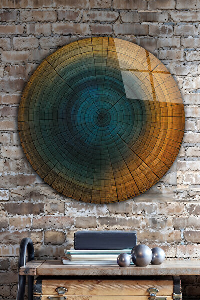 bestdecor Ağaç Halkaları Zamanın İzi Temperli Cam Tablo, Ev ve Ofis Duvar Dek...