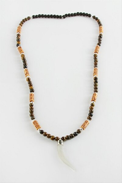 ZERO LAND Storozal Elephant Tooth Tiger's Eye Natural Stone Necklace (63634) ...