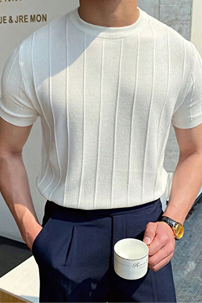 pepule Men's Round Neck Knitted T-Shirt