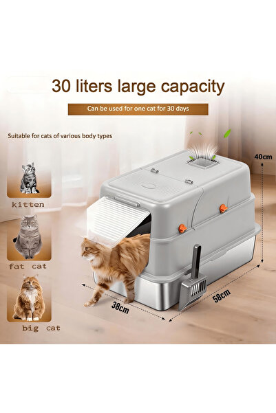 Shangxing Stainless Steel Extra Large Cat Litter Box – Elevated, Splash-Proof...