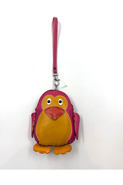 MD Moda Accessories Handmade Leather Keychain with Penguin Figure / Mini Zipp...