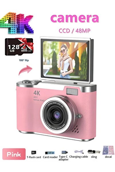 Makrystorm 4k CCD Digital Camera with 128GB SD 48MP Portable Camera cardfor 1...