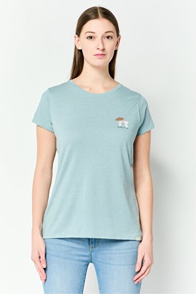 Mountain And Isles Women Crew Neck Short Sleeve Graphic Print T-Shirt, Sage G...