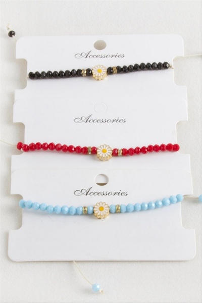 ZERO LAND Storozal Daisy Crystal Macrame Rope Bracelet (73419) - Cream