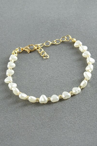 ZERO LAND سوار STOROZAL من اللؤلؤ على شكل قلب (71734) - أبيض