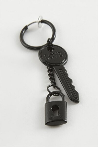 ZERO LAND حلق رجالي من الفولاذ على شكل مفتاح قفل من STOROZAL (71046) - أسود