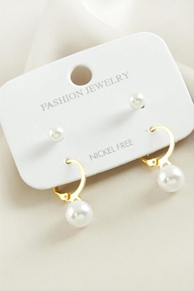 ZERO LAND ستوروزال 4 قطع أقراط لؤلؤية متدلية (71835) - أصفر