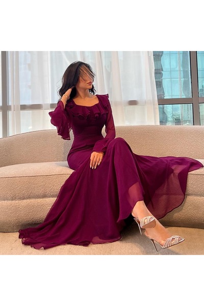 Mazoon Fashion Women's Long Sleeve Open Dress