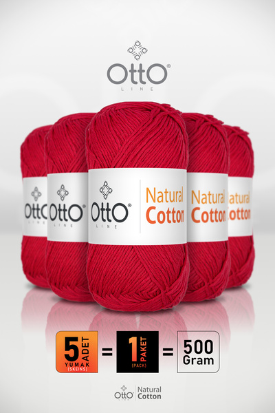 Otto Натурален памук - червен (6024) - пакет от 5 - 2 мм/100 г/200 м - памук ...