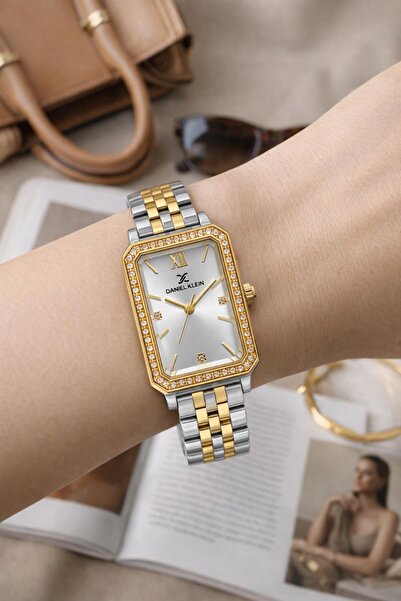 Daniel Klein Women's Gold Silver Metal Cord Rectangular Stone Case Silver Dia...