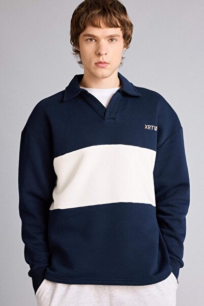 DeFacto Boxy Fit Polo Collar Sweatshirt H5225Ax26Sp