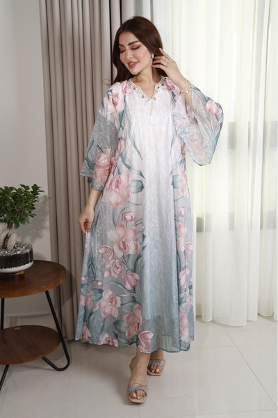 BORÇAY Luxurious embroidered women's jalabiya available in three colors