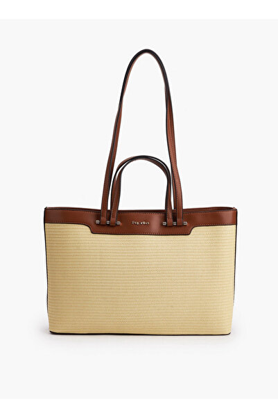 Paprika Woven Detail Tote Bag with Double Handle