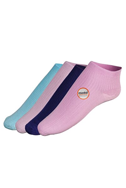 KAİZEN 4 pairs of women's over-the-heel socks in purple, pink, sky blue, and ...