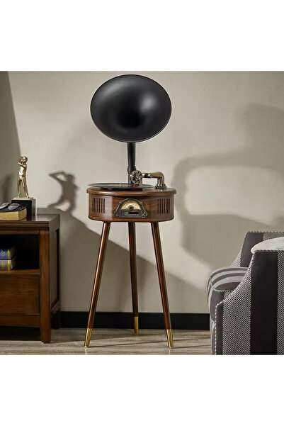 Coverzone Vintage Dik Gramofon Plak Çalar Bluetooth 4.2 USB FM Radyo Uzaktan ...