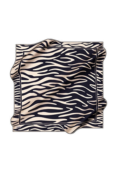 Aker Navy Blue 90X90 Silk Crepe Satin Scarf